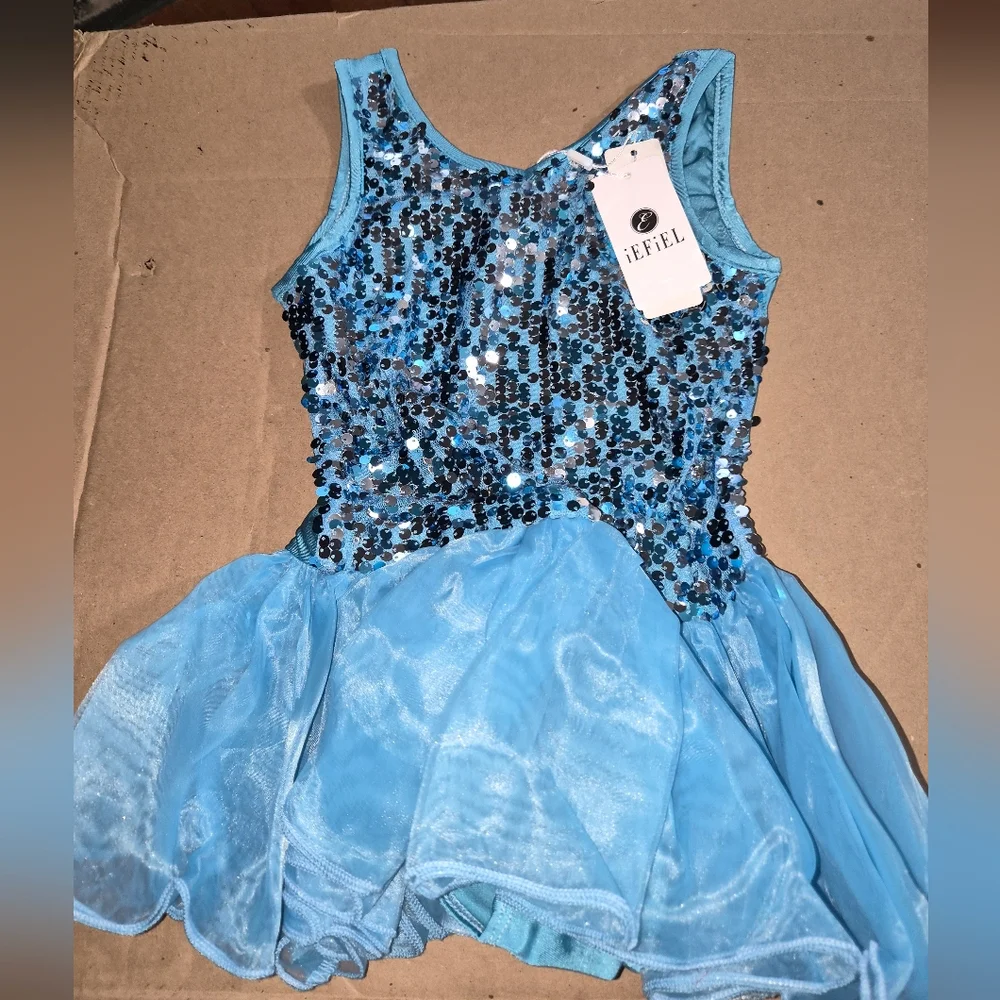 iEFiEL Sparkling Blue Kids Ballet Costume